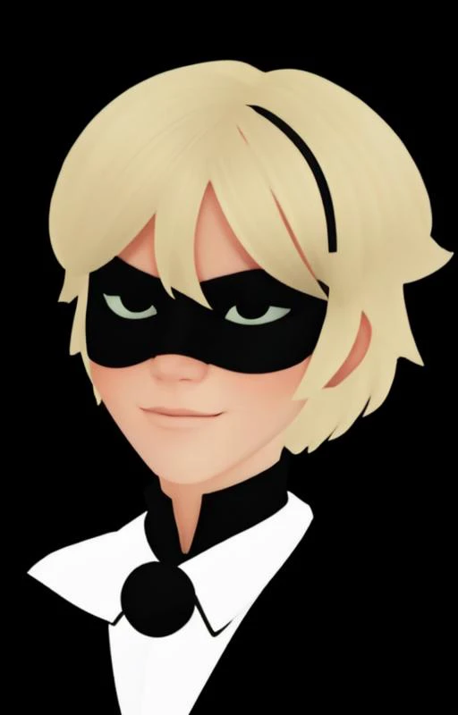 a young man, black costume, black eye mask, blond, <lora:cat_noir:0.7>,  <lora:anime_minimalist_v1-000020:1>