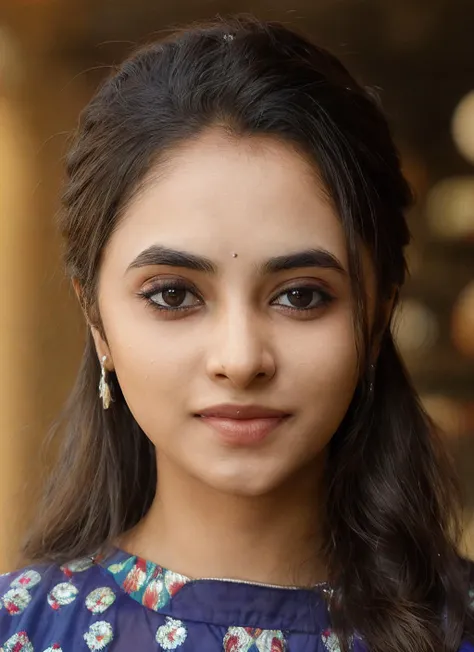 portrait of skswoman, optimistic , wearing formal wear , with Top knot , background haunted library epic (photo, studio lighting, hard light, sony a7, 50 mm, matte skin, pores, colors, hyperdetailed, hyperrealistic), <lyco:Priyanka Arul MohanV4:1.0>