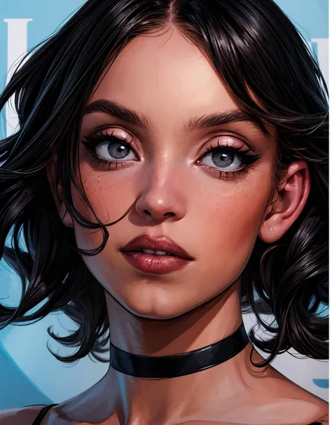 (best quality, masterpiece, super-detailed face and eyes, highres, 4K, 8K,:1.2)
(ultra-detailed graphic novel illustration style:1.2), award-winning top-rated digital art,
<lora:detail tweaker 90 CA 15:1.2>, <lora:Sydney Sweeney:0.9>, (multiple views:1.2),
young woman, black lips, grey eyes, very short black hair, choker,
posing, hi-tech sexy swimsuit,