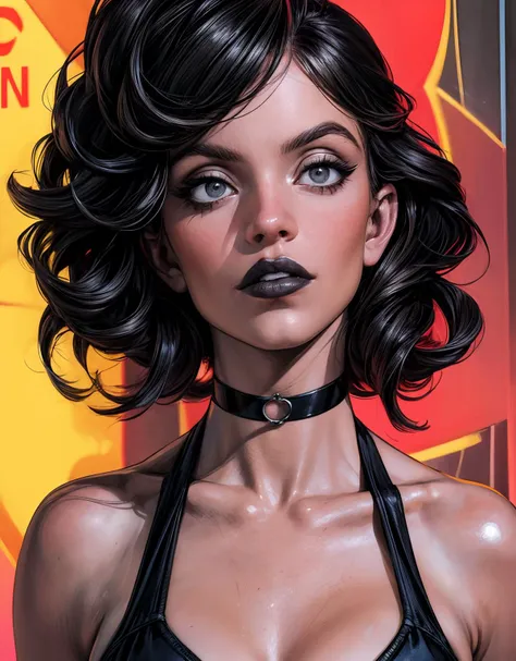 (best quality, masterpiece, super-detailed face and eyes, highres, 4K, 8K,:1.2)
(ultra-detailed graphic novel illustration style:1.2), award-winning top-rated digital art,
<lora:detail tweaker 90 CA 15:1.2>, <lora:Sydney Sweeney:0.9>, (multiple views:1.2),
young woman, black lips, grey eyes, very short black hair, choker,
posing, hi-tech sexy swimsuit,