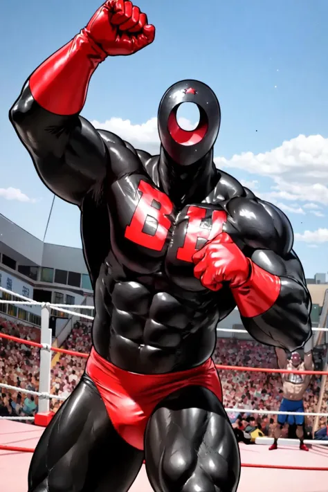 masterpiece, best quality, solo,1boy,looking at viewer,outdoor, cowboy shot,wrestling ring,
<lora:BlackHoleV1:0.8>BlackHole