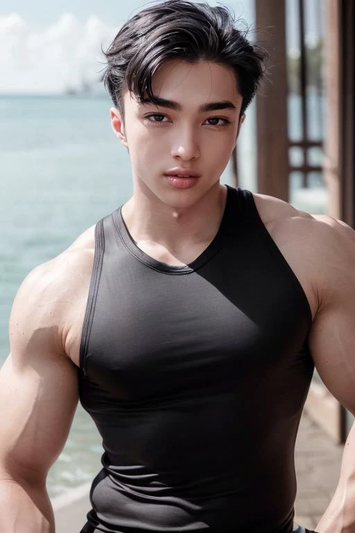 alec kevin, portrait, dynamic poses, tank top, muscular, face, realistic, high quality (absurdres, highres, ultra detailed), ((masterpiece)), ((best quality:1.1)), High Resolution, 8k,1boy, best quality, masterpiece, (photorealistic:1.4), 8k raw photo, 4k, high quality, masterpiece, best quality, highres, dynamic poses, realistic, detailed skin, mature male, high contrast <lora:new new alec-kevin-000009:1> <lora:add_detail:0.5>