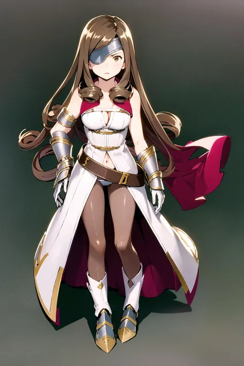 A woman in a white and red outfit holding a sword - SeaArt AI