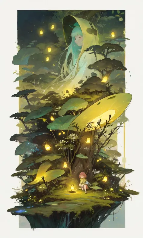 masterpiece, 1girl, forest spirit, Stream, Moss, small pebble, Forest, shorts, Happy , Wisps, fireflies, night, flower field,   <lora:Painted_poster_V1-000035_1_pp:0.75> Painted poster <lora:20231015-1697372436339:0.5> xm <lora:RECT1:0.5> <lora:Grand Scale:0.5> grandscale,landscape,scenery <lora:md_20230903114947:0.15> <lora:ch_20231007102816:0.25> ch<lora:EF-GoodHands-beta2:0.5><lora:EF-GoodHands-beta2:0.5><lora:EF-GoodHands-beta2:0.5><lora:EF-GoodHands-beta2:0.5>