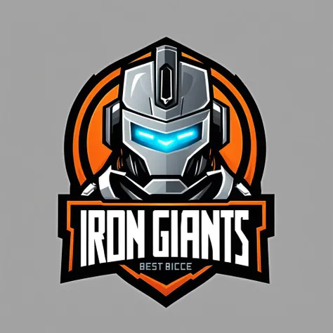 logomkrdsxl, logo for e-sports team, robot , vector, text "Iron Giants", <lora:logomkrdsxl:1>, best quality, masterpiece,