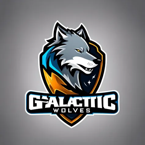 logomkrdsxl, logo for e-sports team, wolf head profile, vector, text "Galactic Wolves", <lora:logomkrdsxl:1>, best quality, masterpiece, sharp