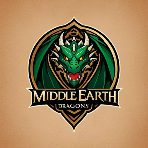 logomkrdsxl, head of a dragon , sports team logo, vector, text "Middle Earth Dragons", <lora:logomkrdsxl:1>, best quality, masterpiece,