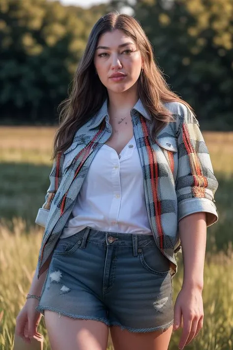 DEN_alyx_starrMK2,
(walking through a tallgrass meadow wearing (Jean shorts:1.3) and (plaid shirt:1.3), meadow, wild, overgrown, walking,:1.2),
bokeh, f1.4, 40mm, photorealistic, raw, 8k, textured skin, skin pores, intricate details  <lora:epi_noiseoffset2:1>, epiCRealism <lora:ClothingAdjuster3:-1>