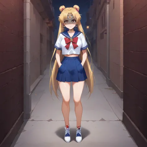 score_9, score_8_up, score_7_up, best quality, masterpiece, source_anime,  BREAK
dark alleyway, night, 
  <lora:sakuramu:1>kome, sailor_moon, scared expression,  looking on viewer , full body, hands in pockets, displaying a casual attitude