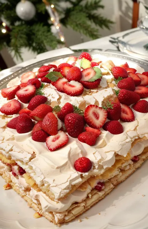 <lora:SwedishDesserts:1> the christmas table is set MarengueCake, masterpiece, best quality,