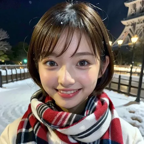 (8k, RAW photo, best quality, masterpiece:1.2), (realistic, photo-realistic:1.37),
Natural, ultra high res, Super Detail, Ultra Detailed,
Detailed Skin, Sharp Focus, bokeh, glossy texture, depth of field, shiny hair, shiny skin BREAK
1 girl, japanese, children, (15 yo:1.6), young, young girl, baby face, Smooth skin, Without Makeup,
glowing eyes BREAK
<lora:tanakahitomi_lora:0.7>, ((tanakahitomi, short hair, winter coat, scarf):1.3), (brown hair:1.5), (medium breasts:1.4), (upper body:1.7), (looking at viewer:1.2), (cheerful smile:1.5), ((Tokyo cityscape, Tokyo Tower, snowfall):1.5), ((day time, snowing):1.2), (perfect anatomy:1.2) BREAK
(leaning forward:1.4),
<lora:JapaneseDollLikeness_v15:0.3>, <lora:flat2:-0.5>, <lora:GoodHands-vanilla:0.8> BREAK