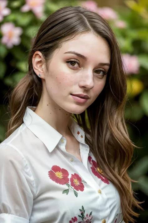 RAW, real photo portrait, mariaVal1 , on a boat, (wearing a white floral shirt), pretty face, insanely detailed eyes, black hair, high ponytail, bokeh, natural light, depth of field, golden hour, sharp focus