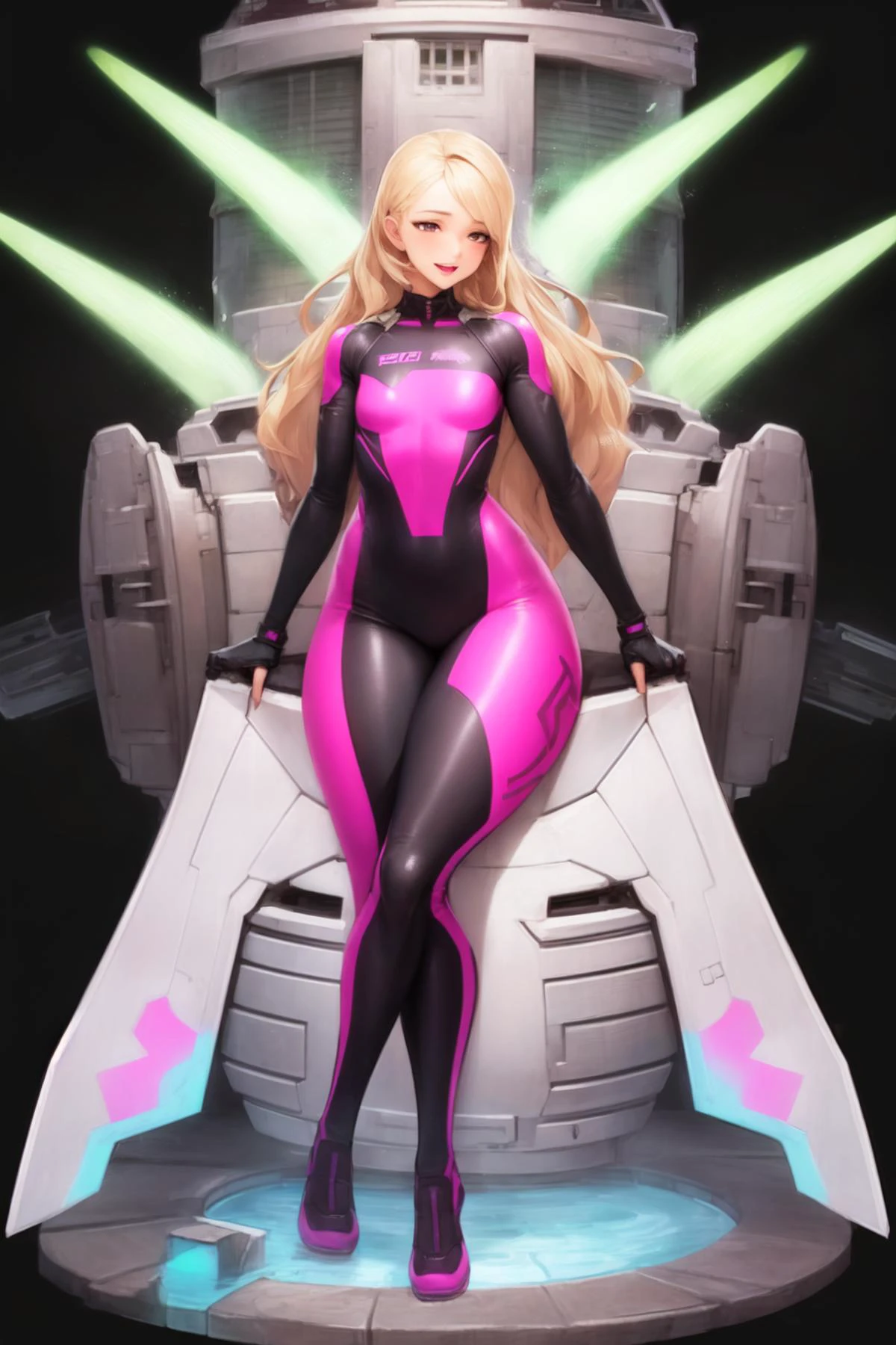 1girl, (last origin:1.4), solo, full body pose, illustration, absurdres, extremely detailed, high quality anime character art, (black background:1.3), solo, sharp focus, 8k, RAW file, best quality, <lora:Last origin 3:1>,
(mature older lady:1.1), aged, straddling rocket, pinup style, laughing, blonde, jet, seated, legs spread around missile, (wide hips:1.2), (thick thighs:1.5), fit, (pear shape figure:1.2), bottom heavy, (flat-chested:1.2), side facing, skin tight space suit, pink suite, leggings, bare shoulders, full coverage top, (older woman:1.3), detailed face, slim waist, beautiful face, neutral expression, lipstick, blushing