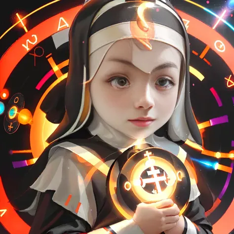 chibi, (cute nun:1.5),UPPER BODY, pray, (particle lighting:1.2),(glowing magic circle on the background:1.4), (amazing light effect background:1.2),(multiple streaks of light:1.4), cinematic lighting, side lighting, halo, epic composition, dark light, magical,absurdres, dramatic, (ultra detailed), (highres:1.1), best quality, (masterpiece:1.3), <lora:blindbox_V1Mix:0.2>, bokeh, close up, , <lora:nana_v6:1>