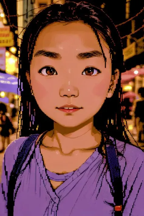 <lora:c64Graphics_v10:0.7>, pixelart, close up of 1girl 24 y.o, portrait, Thailand, dusk, small town, crowded street