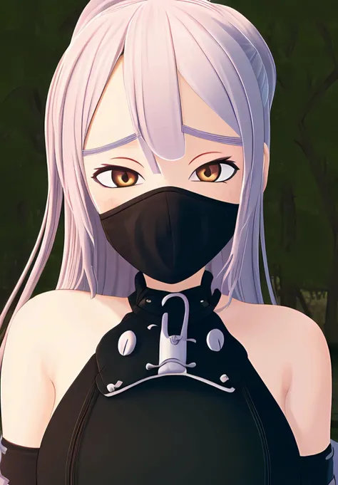 <lora:konoichi_chiyome:0.8>, konoichi_chiyome, 1girl, solo, smile, portrait, facemask, ninja, fishnets, (seductive, alluring, charming:1.3), (highly detailed, high quality:1.3)