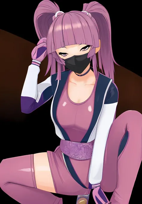 <lora:kunoichi_masako:0.8>, kunoichi_masako, 1girl, solo, ninja, face mask, (seductive, alluring, charming:1.3), (highly detailed, high quality:1.3)