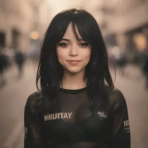 RAW photo, a portrait photo of <lora:jennaOrtegaLORA_jennaOrtegaLORAV1:1> JennaO woman smiling wearing cyberpunk clothes, nighttime, city street background, (high detailed skin:1.2), 8k uhd, dslr, soft lighting, high quality, film grain, Fujifilm XT3