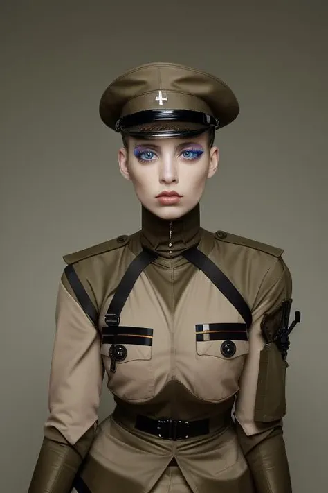 <lora:artsyfartsycolor:1> artsyfartsycolor, a woman in military uniform