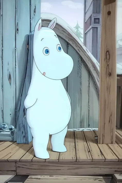 moomin, 1boy, outside, blue eyes, full body, standing,