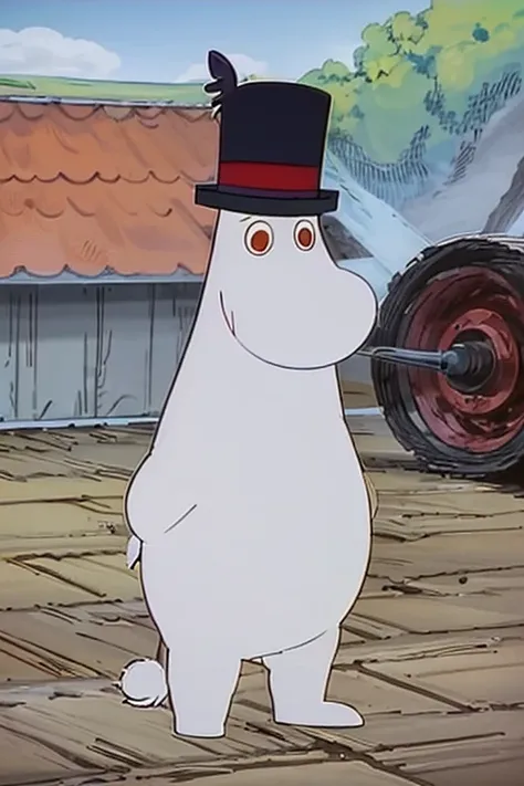moominpappa, tophat, outside, full body,