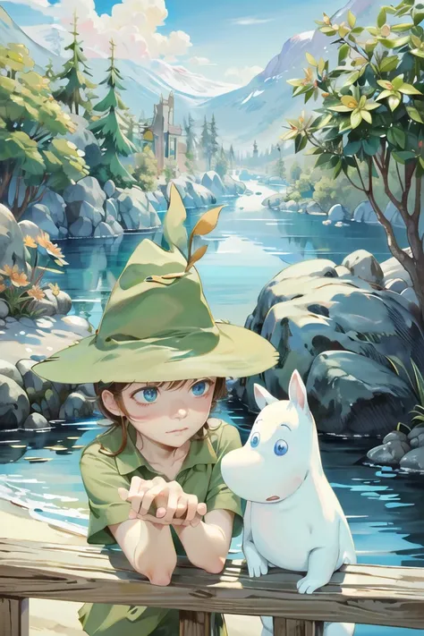 masterpiece, extremery magnificent view, perspective, extremery best quality, extremery detailed CG, 8k wallpaper, high resolution, multiple, 2boys, outside, sunny, river, forest, beautiful landscape, moomin, snufkin,
AND masterpiece, extremery magnificent view, perspective, extremery best quality, extremery detailed CG, 8k wallpaper, high resolution, multiple, 2boys, outside, sunny, river, forest, beautiful landscape, (snufkin:1.3), hat, bag, backpack, hat feather, male focus, boots, brown eyes, (upper body:1.3), (face focus, close-up face:1.5),
AND masterpiece, extremery magnificent view, perspective, extremery best quality, extremery detailed CG, 8k wallpaper, high resolution, multiple, 2boys, outside, sunny, river, forest, beautiful landscape, (moomin:1.3), (upper body:1.3),