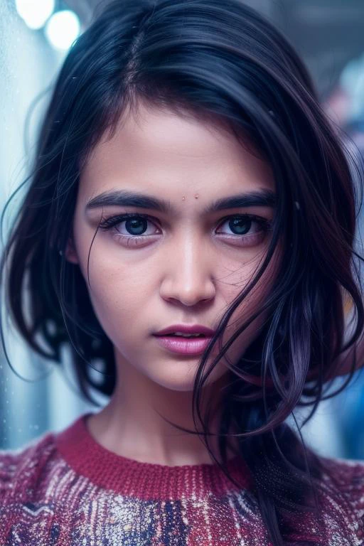 amo 1girl <lora:IndoGirl3:1>, A captivating, abstract portrait of a gorgeous 22 girl, where vivid colors and dynamic brushstrokes convey a sense of wild, untamed emotions, his eyes revealing a glimpse of her inner chaos and boundless energy, drawing the viewer into her turbulent yet mesmerizing world, Raw, ((textured skin, super detail, highres)), film grain, reflection light, depth of field, 16K, <lora:add_detail:0.75>, turbulens random colors