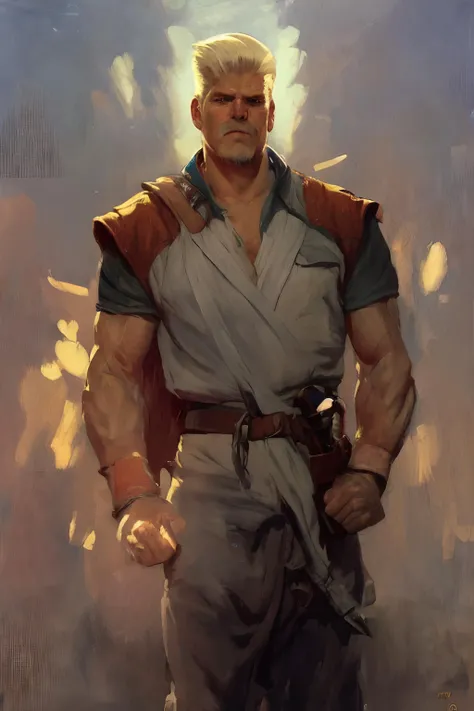 portrait of (sks man) in good mood, street fighter, attractive male, character design, dynamic lighting, cool and bright tint, painting by gaston bussiere, craig mullins, j. c. leyendecker, tom of finland