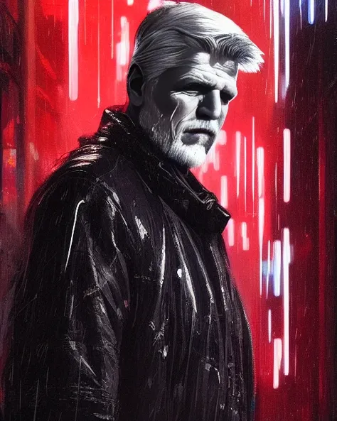 (sks man) detailed portrait, rain, cyberpunk futuristic neon, reflective puffy coat, decorated with traditional japanese ornaments by ismail inceoglu dragan bibin hans thoma greg rutkowski alexandros pyromallis nekro rene maritte illustrated, fine details, realistic shaded,