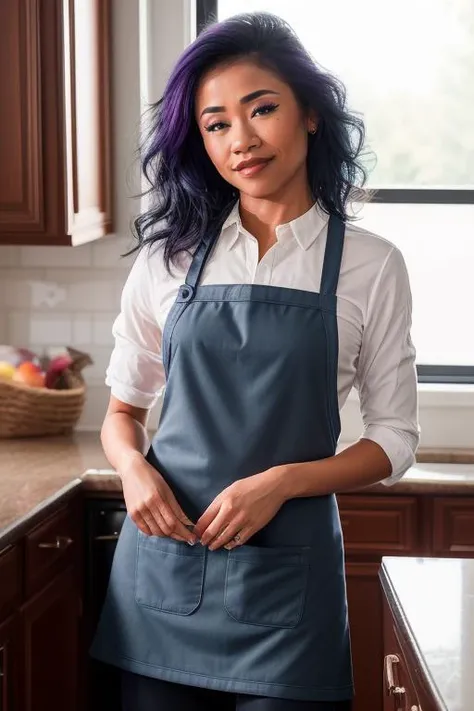 DEN_kalanii_SG,
baking in a bright kitchen wearing an apron, pinny, baking, cooking, chef, apron,
bokeh, f1.4, 40mm, photorealistic, raw, 8k, textured skin, skin pores, intricate details  <lora:epi_noiseoffset2:1>, epiCRealism <lora:ClothingAdjuster3:-1.3>