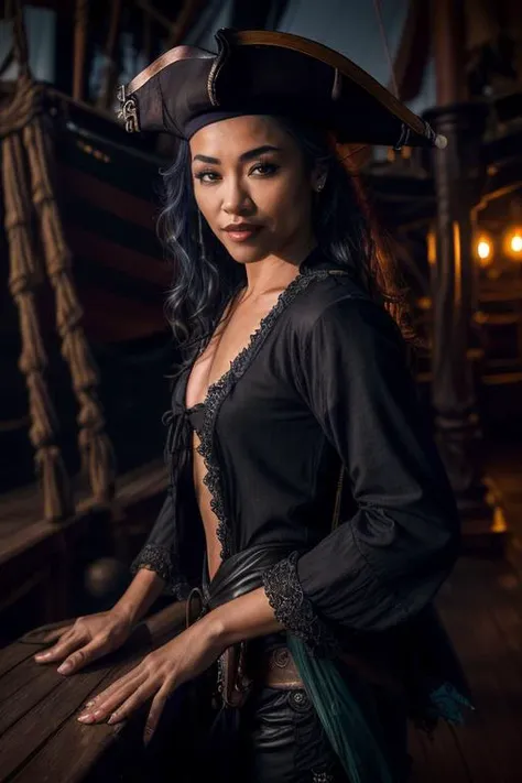 DEN_rainelee_SG,
((salty sea wench:1.2), (pirate:1.1) on a (dilapidated pirate ship:1.2), (buccaneer:1.2), pirate, (pirate ship:1.1), atmospheric, (rigging:1.2), (mast:1.1), ship:1.2),
bokeh, f1.4, 40mm, photorealistic, raw, 8k, textured skin, skin pores, intricate details <lora:epi_noiseoffset2:1>, epiCRealism <lora:ClothingAdjuster3:-1>