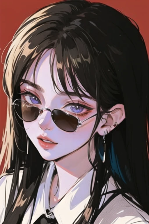 (Portraits:1.4), (masterpiece:1.2, best quality:1.2), from above, upper body,
1girl, Look up, face focus, extremely detailed face, extremely detailed eyes, good-looking, make up, finger on lips, sunglasses, fashion wear, earrings,