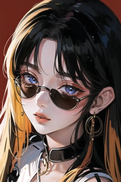 (Portraits:1.4), (masterpiece:1.2, best quality:1.2), from above, upper body,
1girl, Look up, face focus, extremely detailed face, extremely detailed eyes, good-looking, make up, finger on lips, sunglasses, fashion wear, earrings,