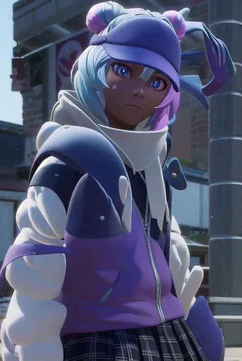 leelah, <lyco:leelah-lyco-nochekaiser:1>,
leelah, dark skin, dark-skinned female, blue hair, pink hair, two-toned hair, multicored hair, hair buns, (blue eyes:1.5), bandaid, bandaid on face,
BREAK skirt, hat, jacket, shoes, socks, miniskirt, scarf, plaid, plaid skirt, sneakers, mittens, purple headwear, loose socks, leg warmers,
BREAK looking at viewer,
BREAK outdoors,
BREAK <lyco:GoodHands-beta2:1>, (masterpiece:1.2), best quality, high resolution, unity 8k wallpaper, (illustration:0.8), (beautiful detailed eyes:1.6), extremely detailed face, perfect lighting, extremely detailed CG, (perfect hands, perfect anatomy),