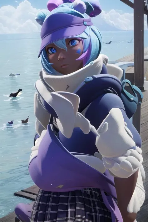leelah, <lyco:leelah-lyco-nochekaiser:1>,
leelah, dark skin, dark-skinned female, blue hair, pink hair, two-toned hair, multicored hair, hair buns, (blue eyes:1.5), bandaid, bandaid on face,
BREAK skirt, hat, jacket, shoes, socks, miniskirt, scarf, plaid, plaid skirt, sneakers, mittens, purple headwear, loose socks, leg warmers,
BREAK looking at viewer,
BREAK outdoors,
BREAK <lyco:GoodHands-beta2:1>, (masterpiece:1.2), best quality, high resolution, unity 8k wallpaper, (illustration:0.8), (beautiful detailed eyes:1.6), extremely detailed face, perfect lighting, extremely detailed CG, (perfect hands, perfect anatomy),