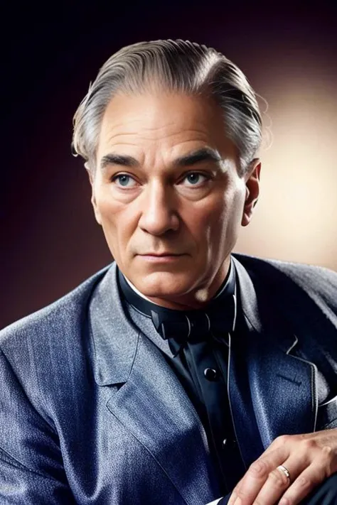 a man 44y.o, ((fullbody:1.7)), award winning photo, blond hair, his hair is a little loose from the top, hair combed back, wide face, looking around, fashionable clothes, ((masterpiece)), detailed face, detailed blue eyes, color photograph, (sharp focus:1.2), sitting, extremely detailed, intricate, dramatic lighting, moody and melancholic atmosphere, sony a7 IV film stock photograph 4 kodak portra 400 camera f1.6 lens rich colors hyper realistic lifelike texture, best quality dramatic lighting cinestill 800,  deep shadow, photo, Highly detailed, wide angle lens, depth of field, bokeh, 4K, HDR, absurdres, hyperrealistic, photorealistic, 1950s, ataturk