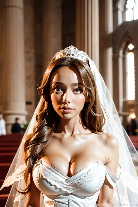 masterpiece,extremely detailed CG unity 8k wallpaper, realistic, Close Up:1.4,
//
1girl, Blonde, Wavy Hair, long hair, sexy body, face details:1.4, upper body:1.4,
//
(wedding, bride:1.2), in church, standing
//
<lora:Selti-01:1>