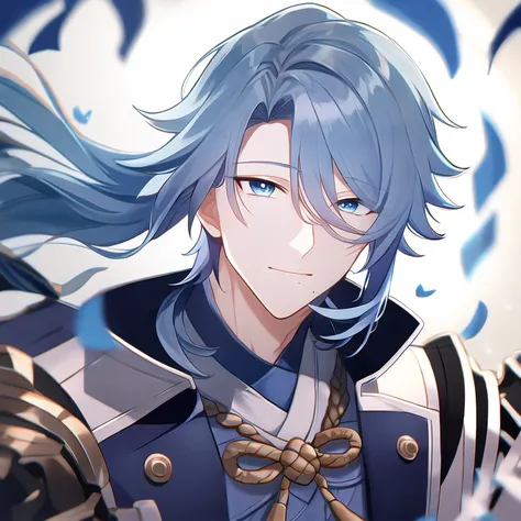 <lora:ka:1>,(masterpiece), (best quality), (super delicate), (illustration), (extremely delicate and beautiful), (dynamic angle), white and blue highlights, (bushi:1.3),(1boy:1.2),blue hair, (business_suit), (complex details) ,(beautiful and delicate eyes), blue eyes, green pupils, delicate face,mole_under_mouth,upper body, messy floating hair, messy hair, focus, perfect hands, (fantasy wind)