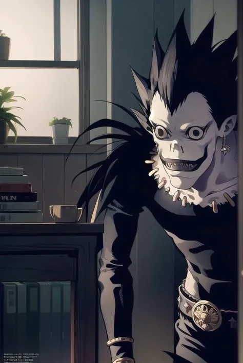 ryuk, <lora:ryuk manga-lora-nochekaiser:1>,
ryuk, jewelry, male focus, teeth, belt, necklace, grin, sharp teeth, spiked hair, skull, crazy eyes, horror \(theme\),
BREAK ,
BREAK indoors,
BREAK looking at viewer, (cowboy shot:1.5),
BREAK <lyco:GoodHands-beta2:1>, (masterpiece:1.2), best quality, high resolution, unity 8k wallpaper, (illustration:0.8), (beautiful detailed eyes:1.6), extremely detailed face, perfect lighting, extremely detailed CG, (perfect hands, perfect anatomy),