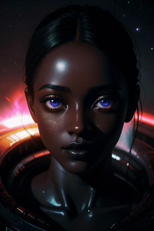 1girl, (nude:1.1), (dark skin:1.2), full body, floating in space, planets, detailed eyes, (looking at viewer:1.2), lips ajar, (erotic pose:1.3), anthropomorphic, dripping, wet, stylized, dark fantasy, by greg rutkowski, trending on artstation detailed, award winning illustration, hd, 4k, digital art, highly detailed, cinematic lighting, vibrant colors, in the style of noah bradley, Beksinski, (floating spores:1.1), eclipse, glitter, high contrast, bright
<lora:90s_Vibe:0.25>