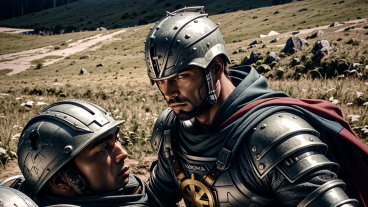 an awarded photo of 1man armored warrior, after battle, winner of the battle ,battleground, he stay with banner on a hill of perished enenmies, detailed skin, detailed face, ultradetailed, ultrasahrp, masterpiece, perfect quality, full body, natural lights, natural shadows, realistic shadows, ambient oclusion, boekh, realsitic, ultrarealsitic, photorealsitic <lora:fantchar_v3:1> <lora:add_detail:1>