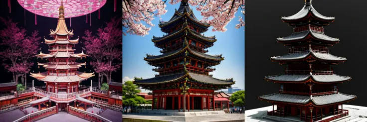 highly insanely detailed, masterpiece, top quality, best quality, highres, 4k, 8k, RAW photo, (very aesthetic, beautiful and aesthetic), building cut, no humans, architecture, (simple background:1.2), <lora:buildingcut-000014:0.3>, (tower:1.2), east asian architecture, stairs,
(flower, falling petals, petals on liquid, petals, cherry blossom:0.8),
__lazy-wildcards/dataset/background-color__âââ