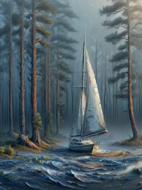 sailboat, light particles, lined lighting, in misty fog, dark fog background, 
curved trees, water vortex, reflections, wind vortex, damage paper, drowning, blue fog, white fog, 
emergency countermeasures, scorching weather, synthwave, 
fireflies, complex background, intricate details, 
suthin tones, hyperdetailed, muted colors, faded ink, ink smears, ink stains, ink splashes, ink illustration, 
<lora:Todd_McFarlane__associated_Artists_of_Image_Comics_Spawn_Issues_1-11_expanded_dataset_Art_Style_PonyXL:0.5>, <lora:BoldToon:0.7>, <lora:Acrylic_Paint_Style_SDXL:1>,  <lora:envyStarlightAnime04_v10:1>,