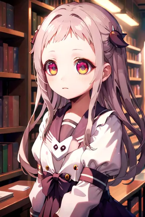 <lora:nene-000010:0.7>
1girl named yashiro_nene, standing alone in a library, she has multicolored eyes
she is wearing a school uniform with puffy sleeves and a sailor collar,
hair ornament, 
The soft lighting and detailed surroundings create an immersive environment where imagination runs wild hyper-detailed,
hyper-detailed face, high quality visuals, dim Lighting, sharply focused, octane render, 8k UHD