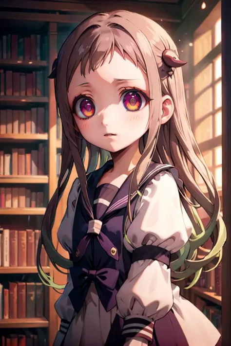 <lora:nene-000010:0.7>
1girl named yashiro_nene, standing alone in a library, she has multicolored eyes
she is wearing a school uniform with puffy sleeves and a sailor collar,
hair ornament, 
The soft lighting and detailed surroundings create an immersive environment where imagination runs wild hyper-detailed,
hyper-detailed face, high quality visuals, dim Lighting, sharply focused, octane render, 8k UHD