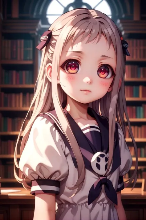 <lora:nene-000010:0.7>
1girl named yashiro_nene, standing alone in a library, she has multicolored eyes
she is wearing a school uniform with puffy sleeves and a sailor collar,
hair ornament,
The soft lighting and detailed surroundings create an immersive environment where imagination runs wild hyper-detailed,
hyper-detailed face, high quality visuals, dim Lighting, sharply focused, octane render, 8k UHD