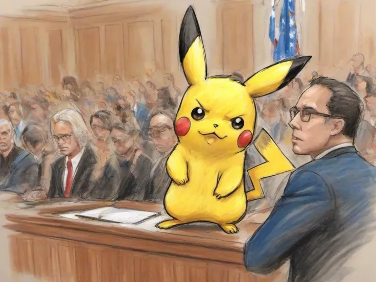 Pikachu in uniform at the Nuremberg Rally speaking in front of thousands of Nazis