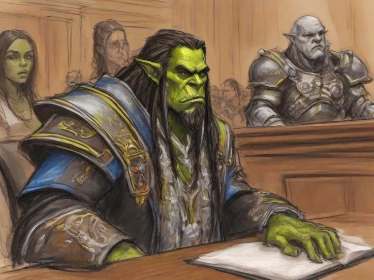 Masterpice,High Quality,
<lora:PE_CourtRoomSketch:0.8> PECourtRoomSketch,courtroom,
garrosh hellscream from warcraft