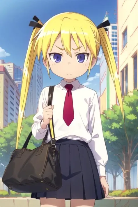 (((pixel-perfect, detail-perfect))), solo, 1girl,  <lora:sonya-killmebaby:0.8>, sonya, school uniform, necktie, looking at viewer, frown