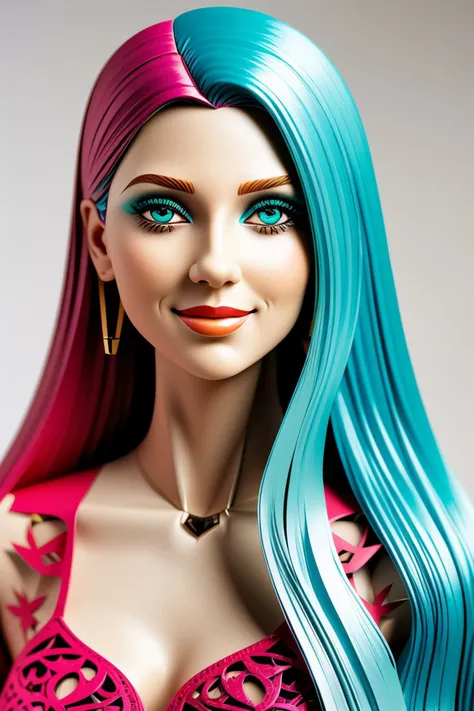 (papercraft style, cut-out, layered, detailed, colorful:1.15), <lora:sd15_KaterinaSoria_locon_24_v1:.9> KaterinaSoria , focus on eyes, close up on face, grinning, wearing jewelry, cyan color hair styled as long straight hair,